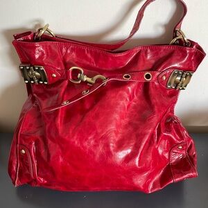 Della Red Leather Bag